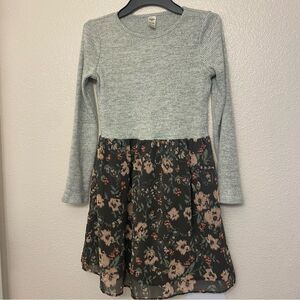 OshKosh gray cozy knit ribbed crew neck long sleeve sweater dress floral 14